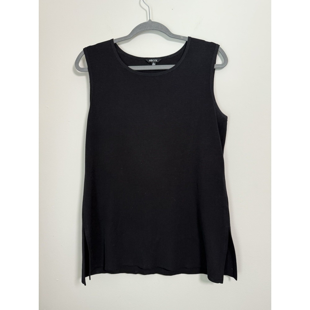 Misook Tank Top Women's Size M Black Scoop Neck Knit Sleeveless Business Casual